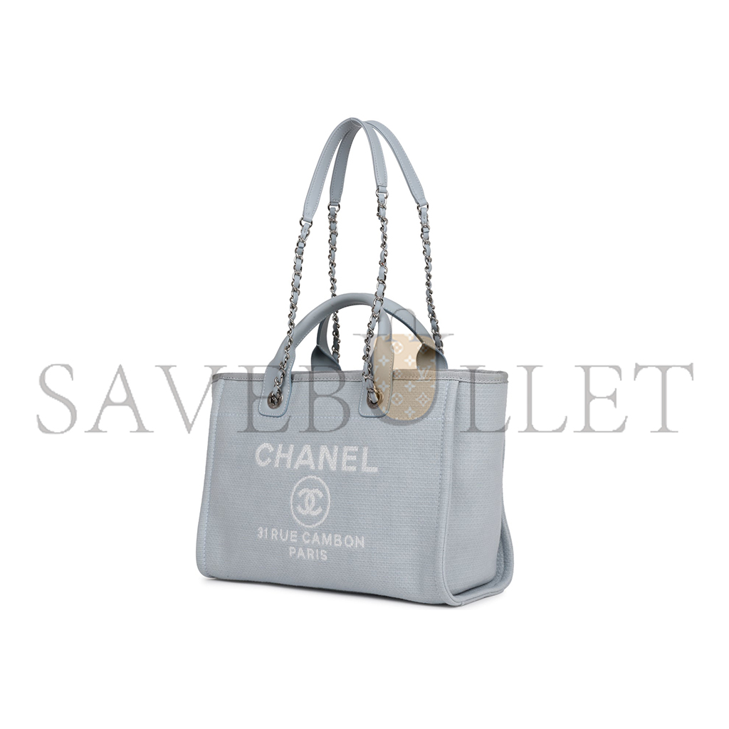 CHANEL MASTER 22A GREY DEAUVILLE SHOPPING TOTE SMALL SILVER AS3257 (37*32*18cm)